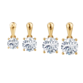 Siersbøl Luxury Anhänger aus 14 Karat Gold mit rundem lab grown Diamant in 4 Krappen